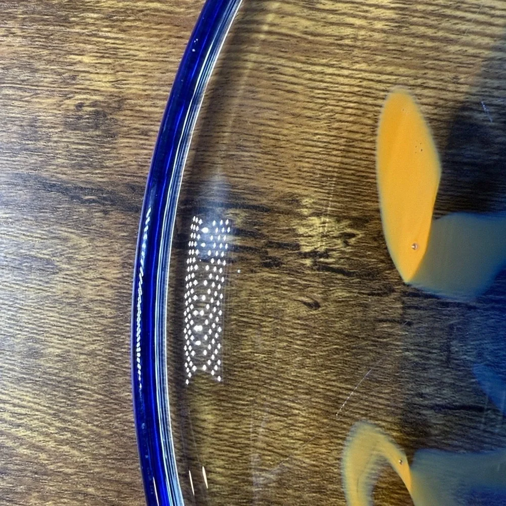 Blue and Orange Swirl Glass Plate